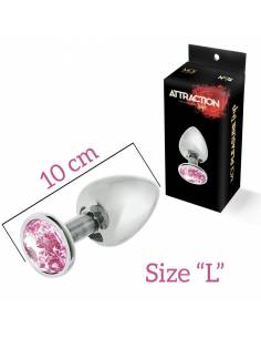 Plug dilatador anal L metal con brillante rosa en la base...