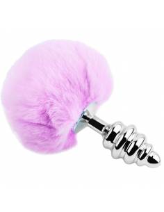 Plug anal espiral metal mediano con pompon
